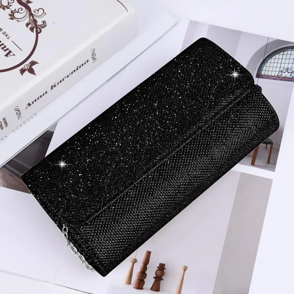 Evening Bag Clutch Purses for Women, Rhinestones Purse, Sparkling Envelope Evening Bag with Detachable Chain