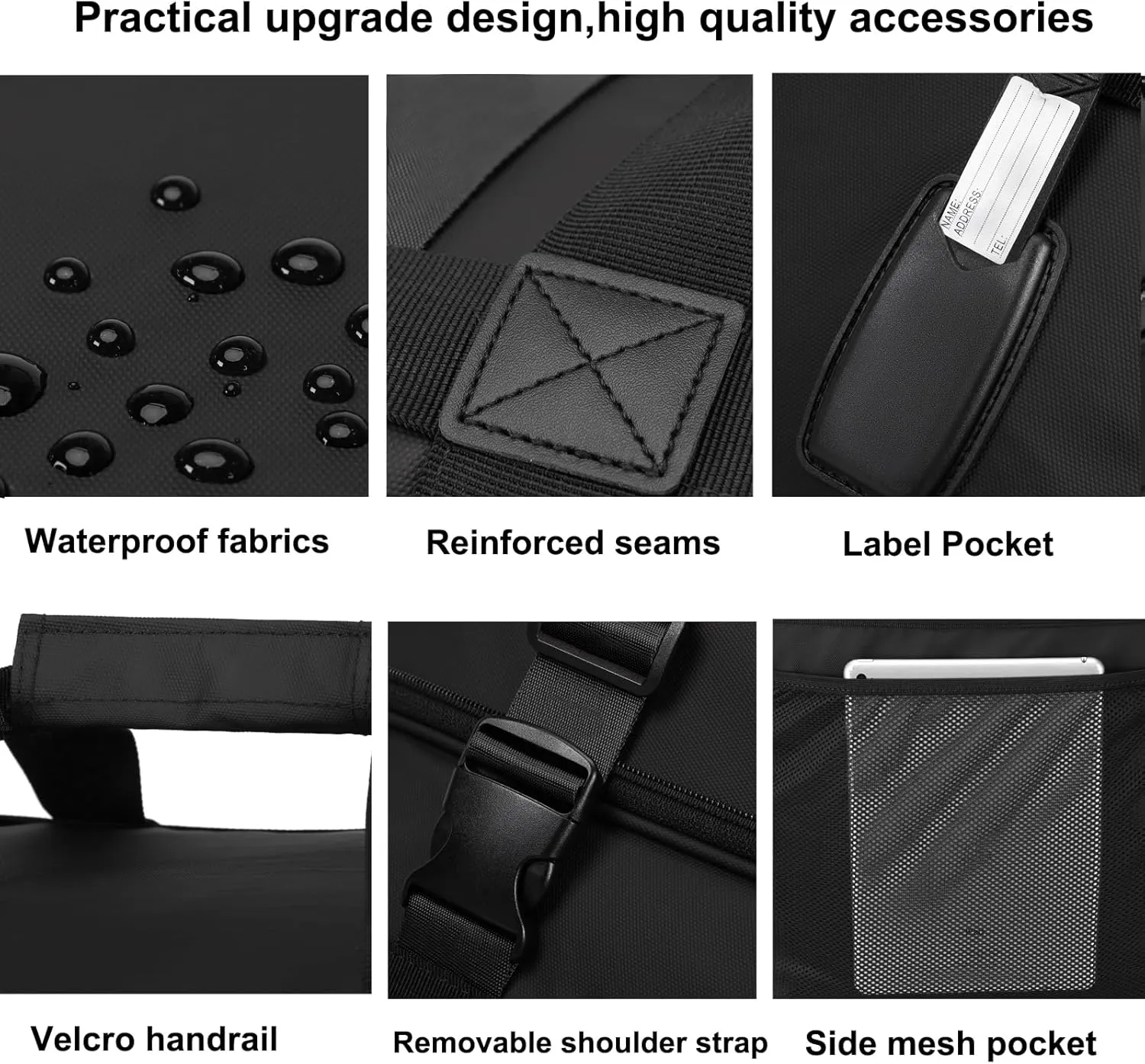 Expandable Collapsible Luggage with Telescoping Handle Foldable Suitcase with Removable Wheels Rolling Travel Duffel Bag for Men and Women