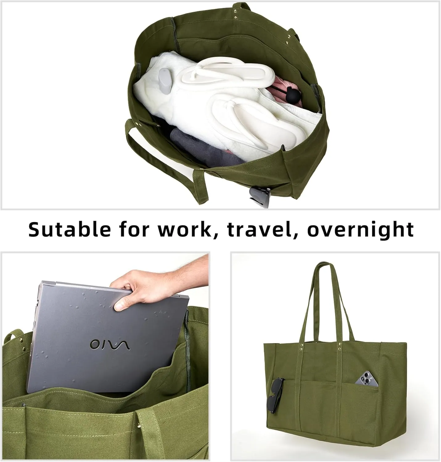 Extra Large Canvas Tote Bag Large Utility Tote Bag Reusable Grocery Bags Heavy Duty for Nursing Travel Shopping