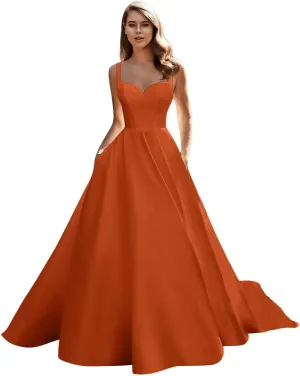 Fair Lady Wedding Dress for Bride 2025 Boho Beach Spaghetti Straps A Line V Neck Satin Bidal Gowns with Train