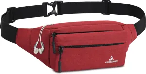 Fanny Pack with 4-Zipper Pockets for Men Women, Crossbody Waist Pack Gifts for Running Hiking Travel Workout Dog Walking Outdoors Sport Hands-Free Wallets Phone Bag Carrying All Phones Red