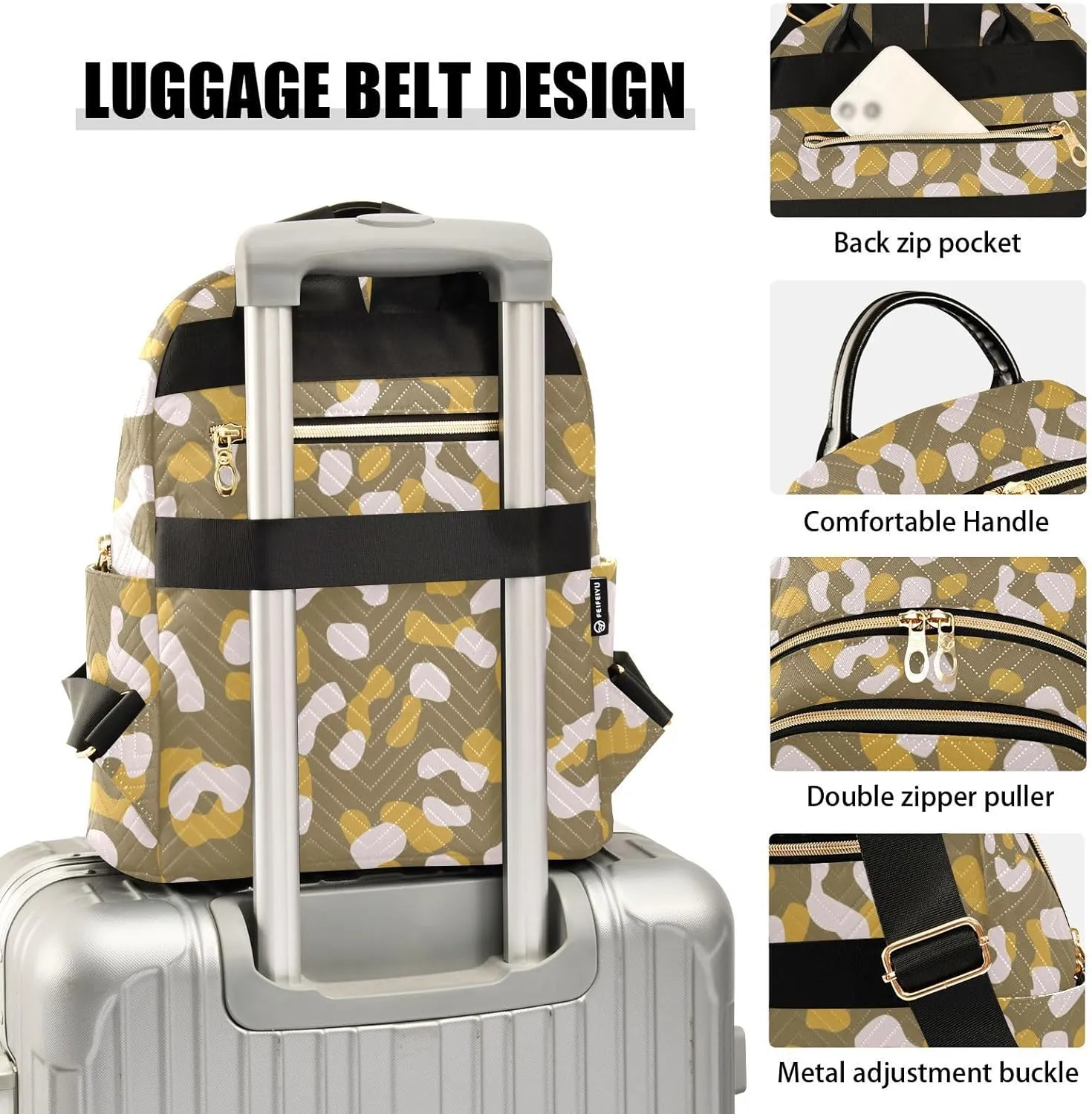 Fashion Travel Backpack for Women Multi Pockets Lightweight Purse for Women Mottled (Small Pattren 1)
