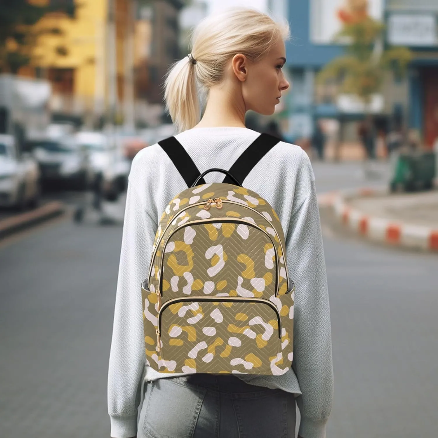 Fashion Travel Backpack for Women Multi Pockets Lightweight Purse for Women Mottled (Small Pattren 1)
