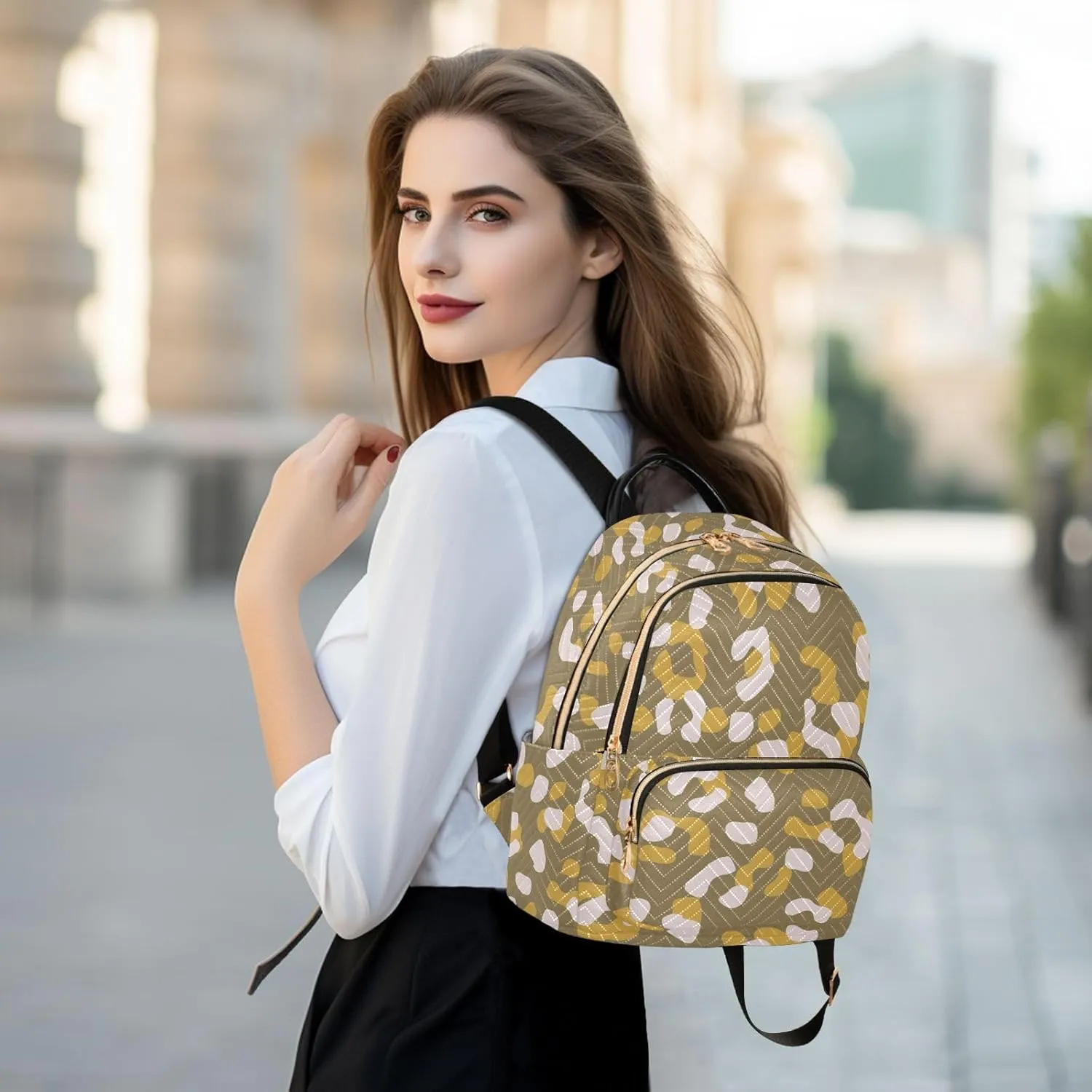 Fashion Travel Backpack for Women Multi Pockets Lightweight Purse for Women Mottled (Small Pattren 1)