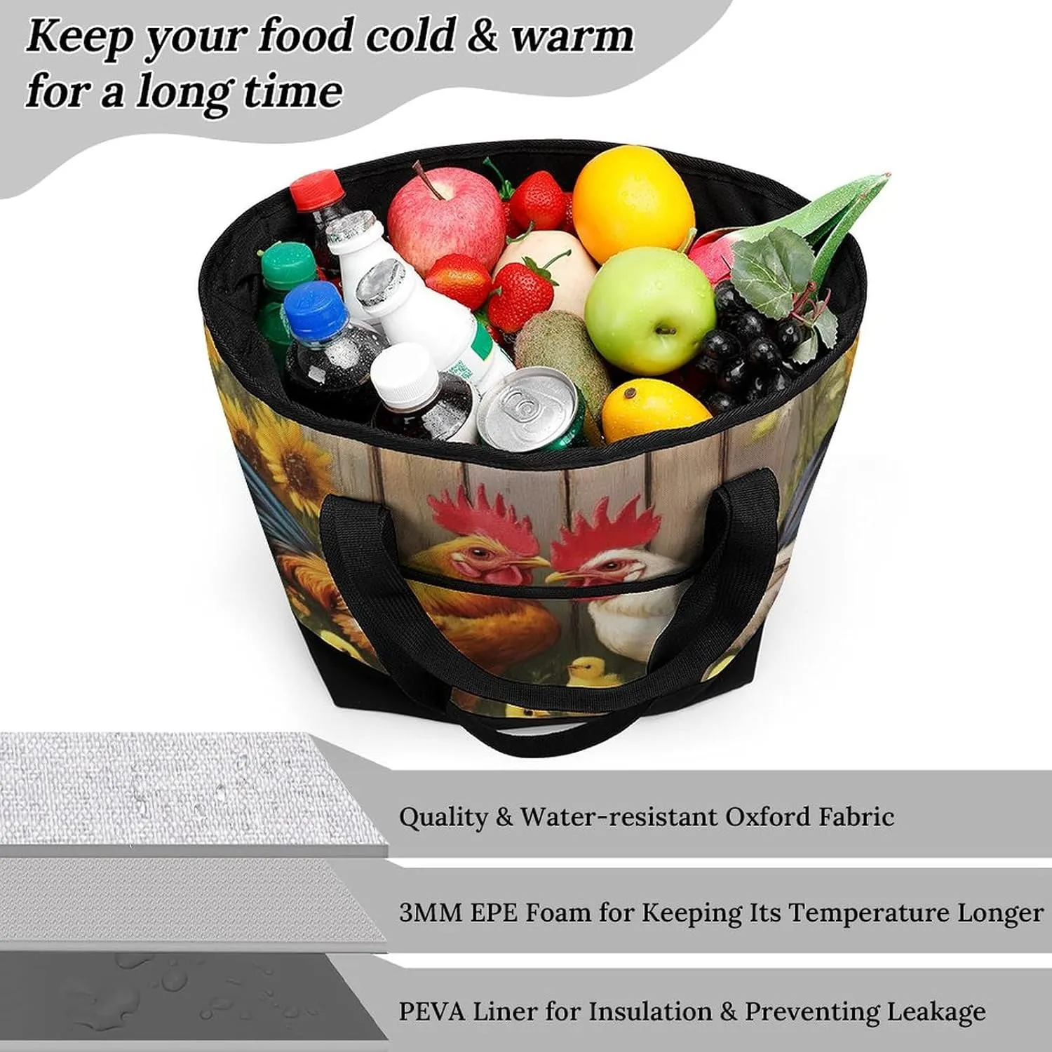 Fashionable Large Thermal Tote Bag Insulated Work/Commute Bag For Women & Men