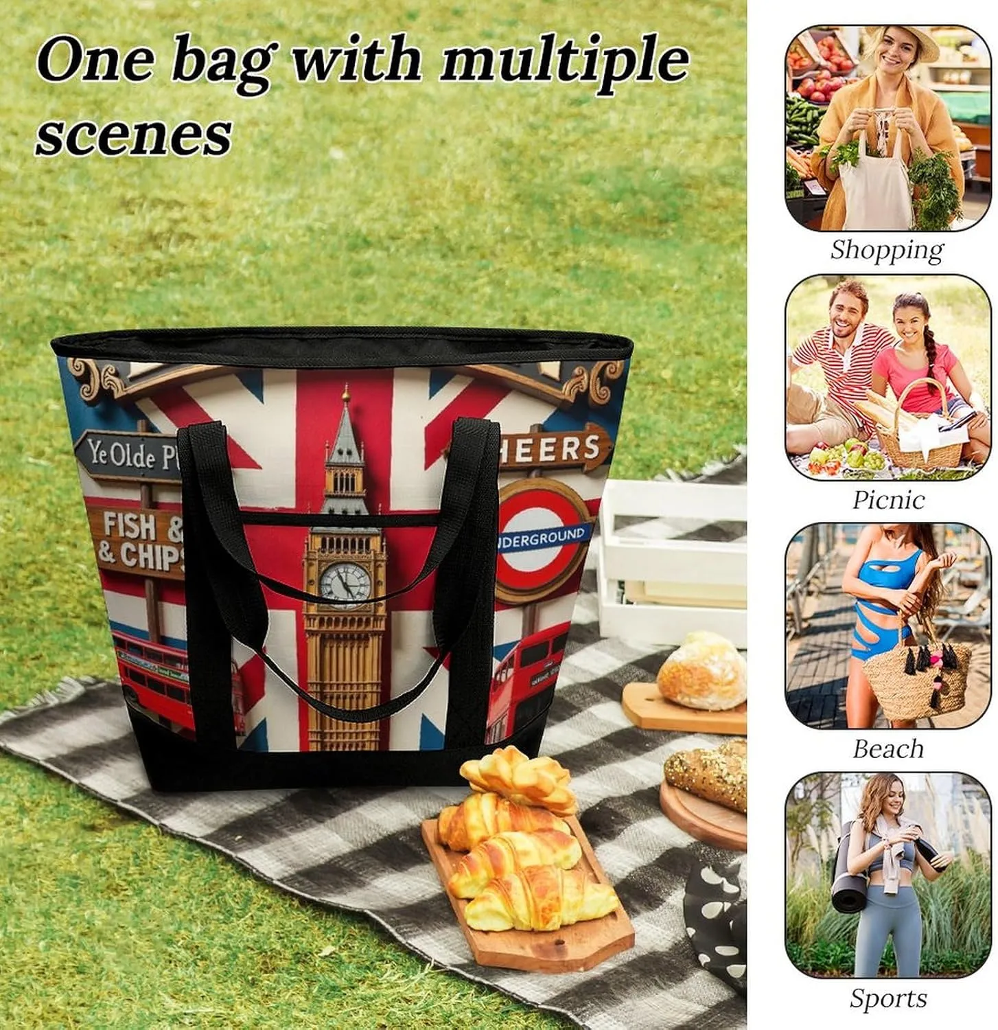 Fashionable Large Thermal Tote Bag Insulated Work/Commute Bag For Women & Men