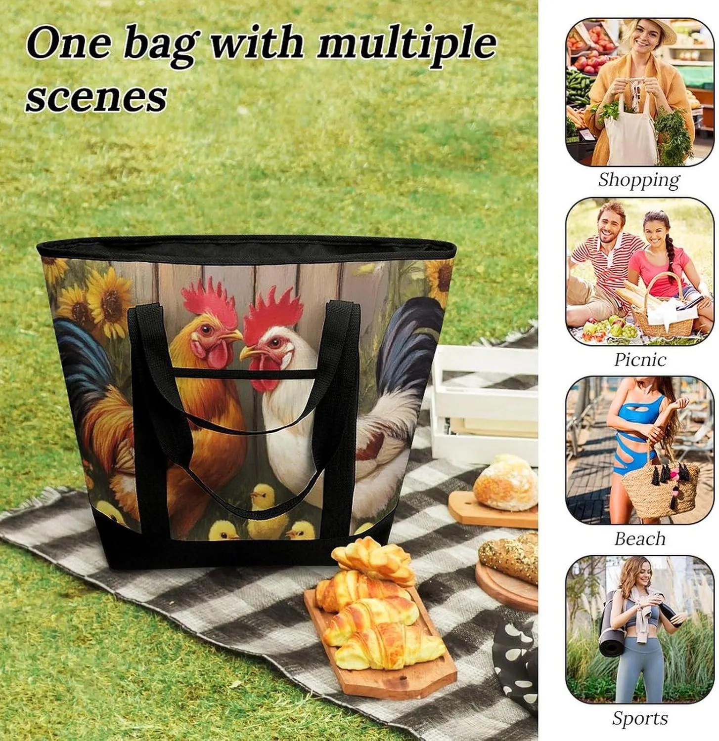 Fashionable Large Thermal Tote Bag Insulated Work/Commute Bag For Women & Men