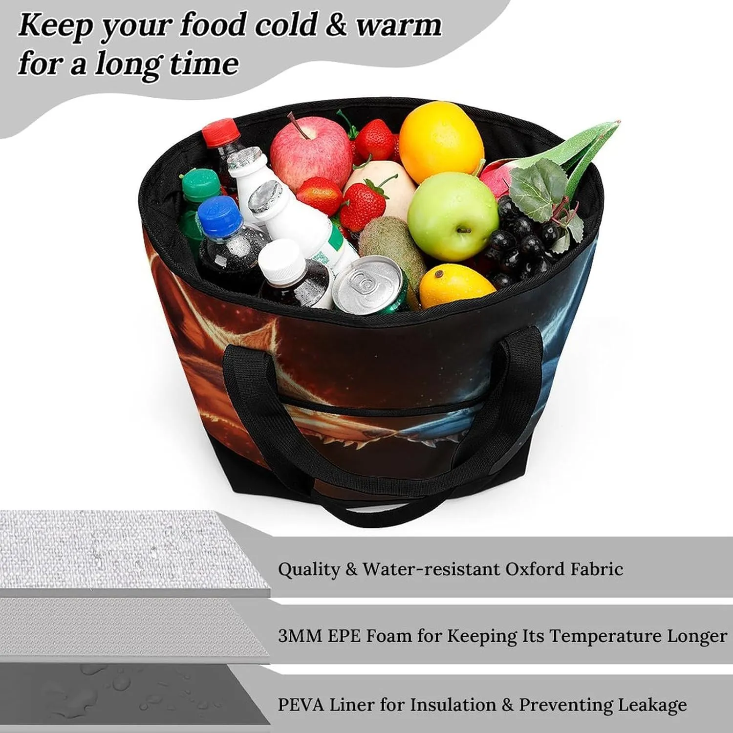 Fashionable Large Thermal Tote Bag Insulated Work/Commute Bag For Women & Men