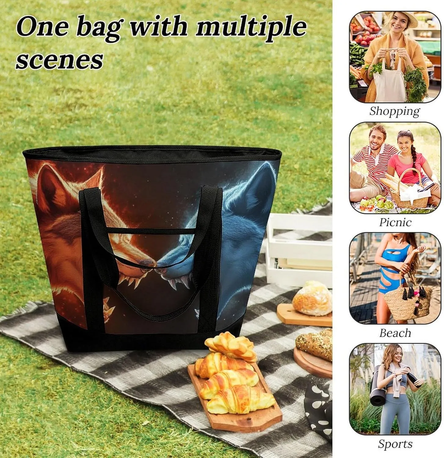 Fashionable Large Thermal Tote Bag Insulated Work/Commute Bag For Women & Men