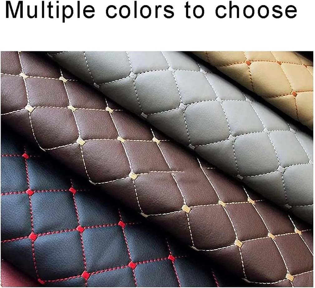 Faux Leather Quilted Faux Leather Diamond Fluted Car Seating Vehicle Upholstery Fabric，Vinyl PVC Leather Stitch Padded Cushion Linen Wadding Fabric # Black 1.4x1m (Color : White, Size : 1.4X6m)