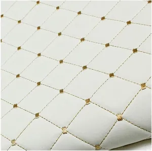 Faux Leather Quilted Faux Leather Diamond Fluted Car Seating Vehicle Upholstery Fabric，Vinyl PVC Leather Stitch Padded Cushion Linen Wadding Fabric # Black 1.4x1m (Color : White, Size : 1.4X6m)