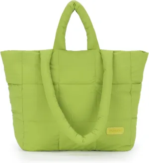 Fecialy Quilted Tote for Women - Large Puffer Shoulder Bag, Puffy Nylon Satchel Travel Handbag