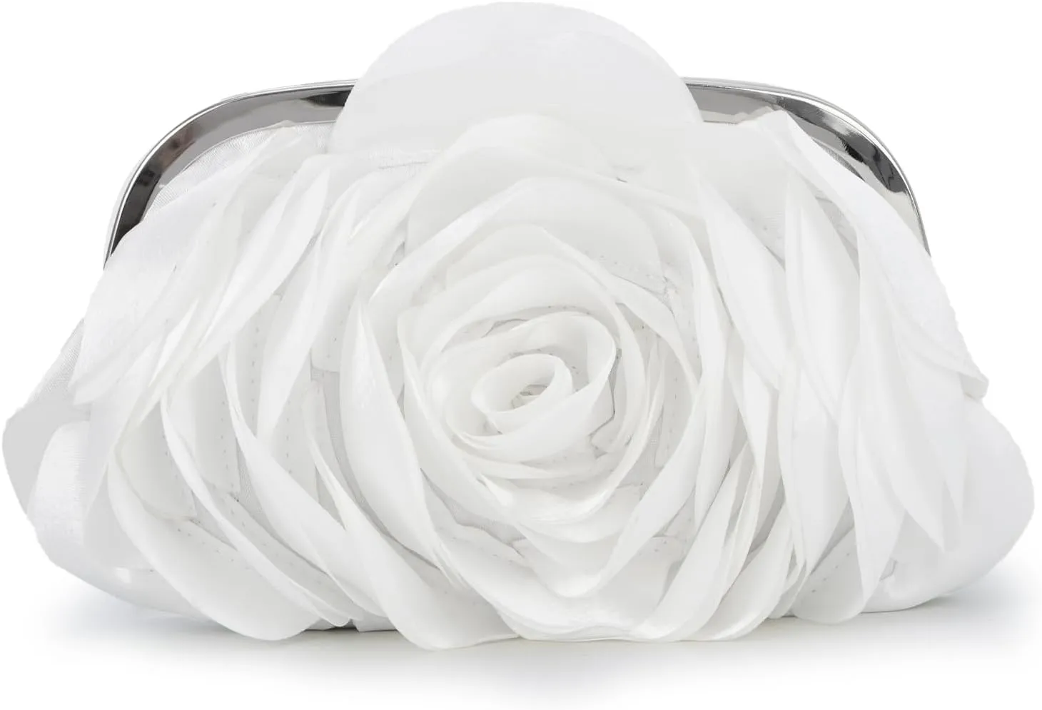 Fecialy Women Evening Bag Floral Satin Clutch Purses with Chain Rose Pattern Purse Party Prom Handbags