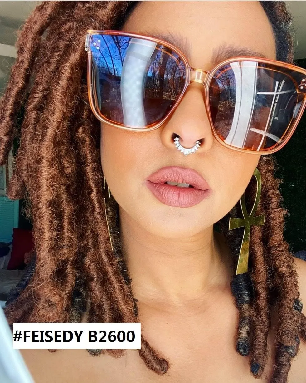 FEISEDY Retro Square Polarized Sunglasses Women Men Vintage Minimalist Shades B2600