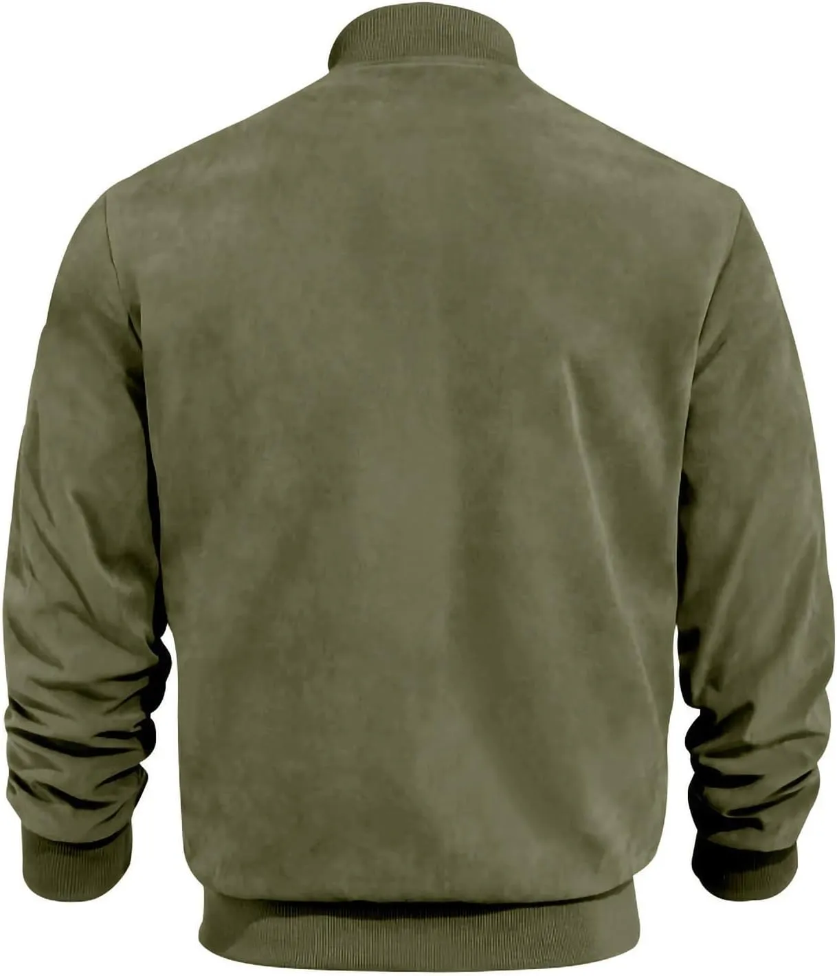 Finelylove Mens Faux Suede Leather Jacket Lightweight Casual Solid Bomber Jacket Water Resistant Windbreaker Outwear