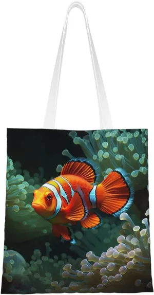 Fish background Canvas Tote Bag for Women Grocery Bag Reusable Aesthetic Shopping Bags Beach Handbag