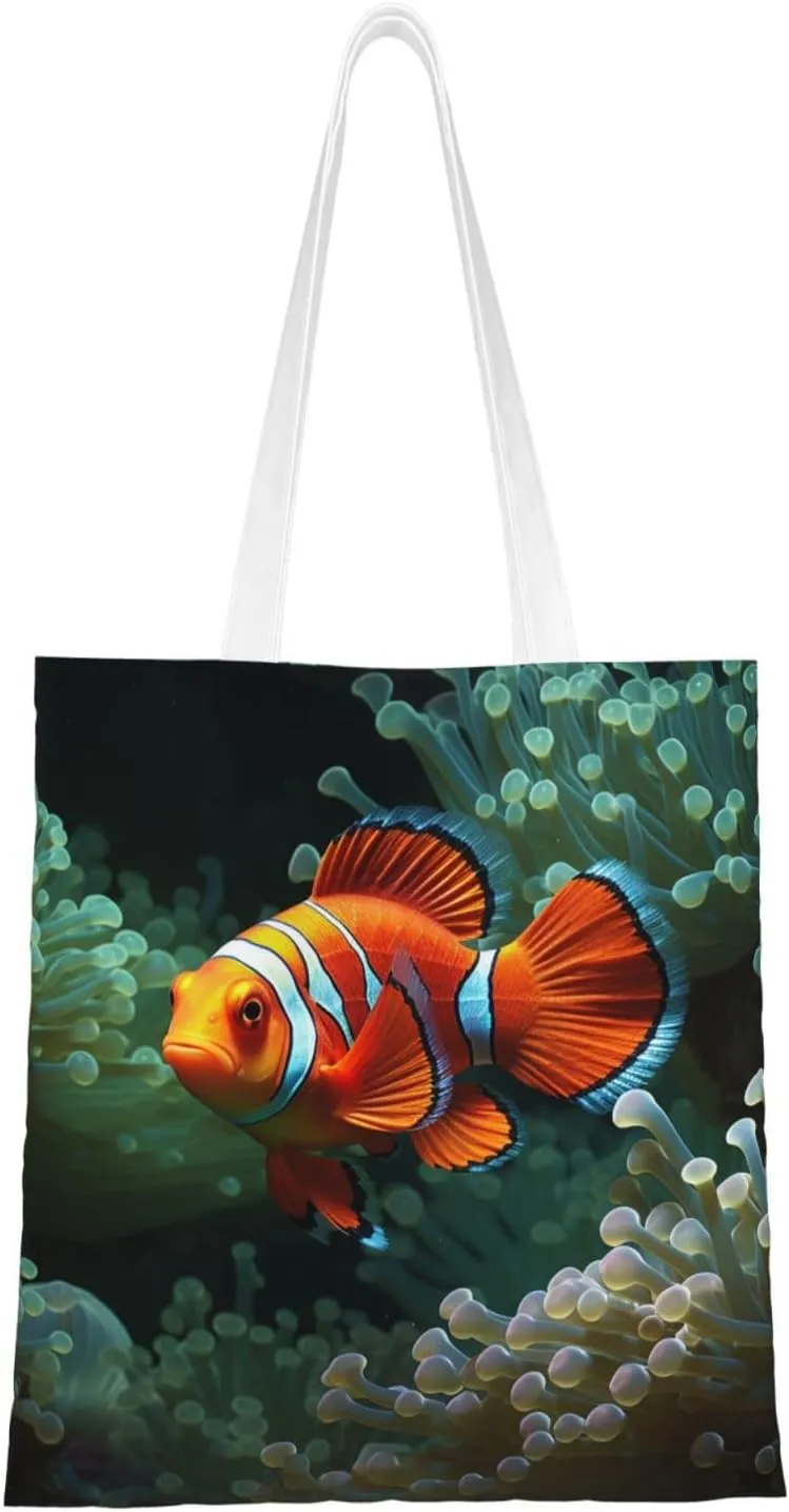 Fish background Canvas Tote Bag for Women Grocery Bag Reusable Aesthetic Shopping Bags Beach Handbag