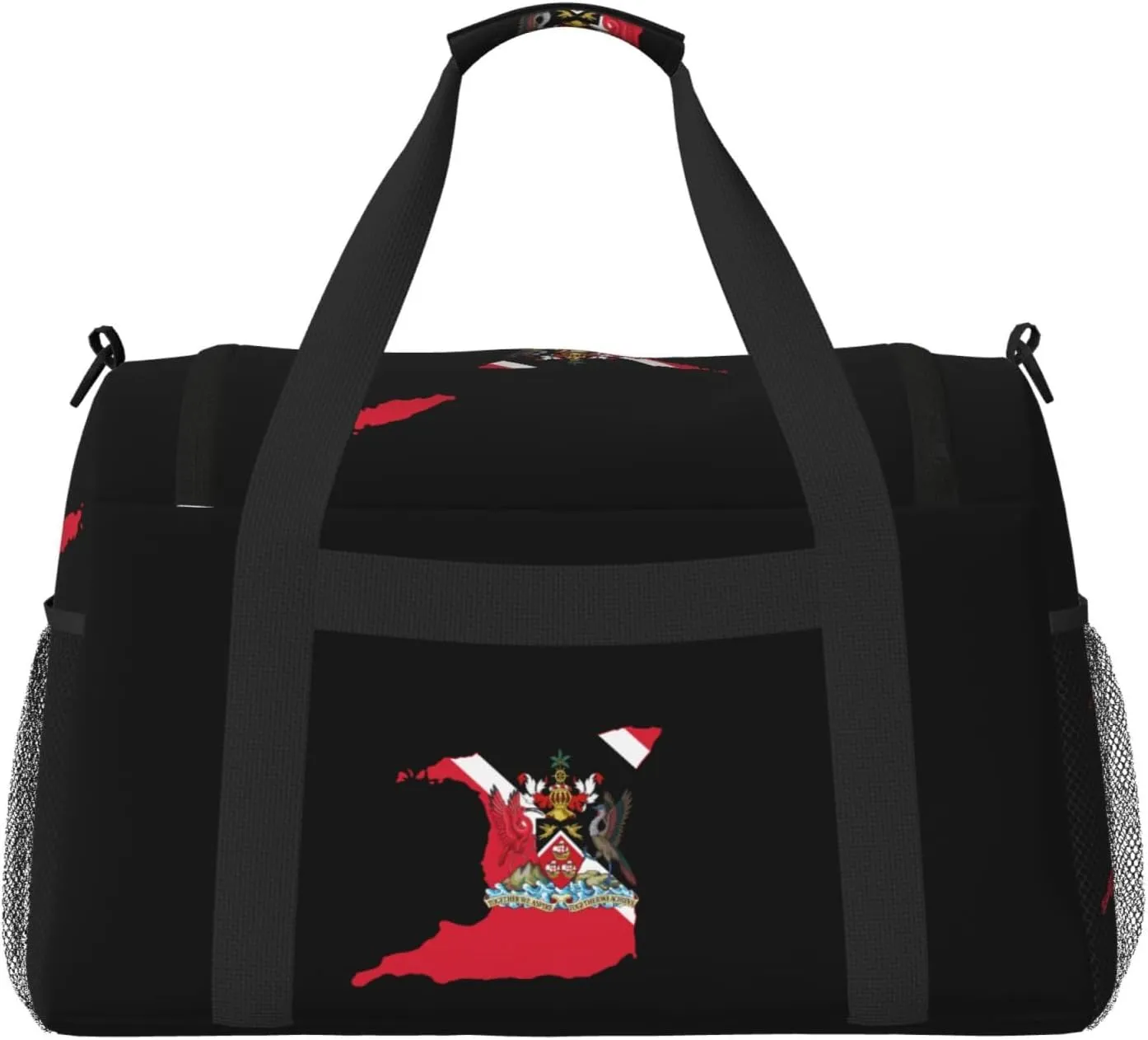 Flag Map Of Trinidad Tobago Travel Duffel Bag Large Foldable Waterproof Overnight Bag For Beach Swim Bags Pool Sports Gym