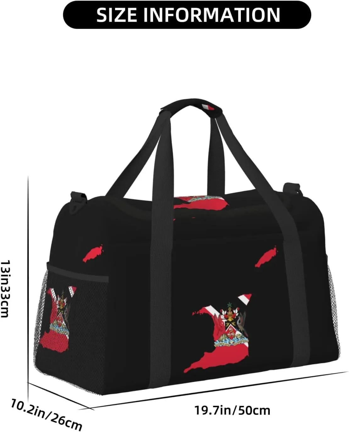 Flag Map Of Trinidad Tobago Travel Duffel Bag Large Foldable Waterproof Overnight Bag For Beach Swim Bags Pool Sports Gym