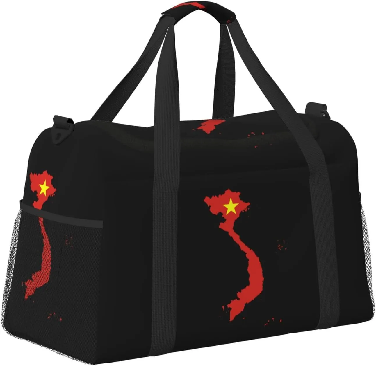Flag Map Of Vietnam Travel Duffel Bag Large Foldable Waterproof Overnight Bag For Beach Swim Bags Pool Sports Gym