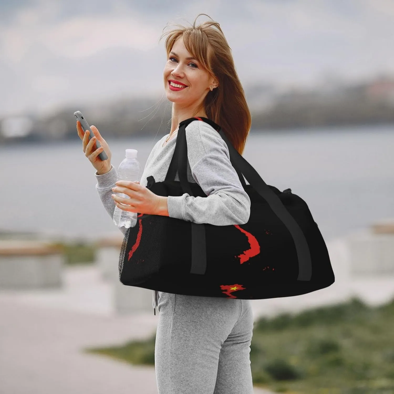 Flag Map Of Vietnam Travel Duffel Bag Large Foldable Waterproof Overnight Bag For Beach Swim Bags Pool Sports Gym