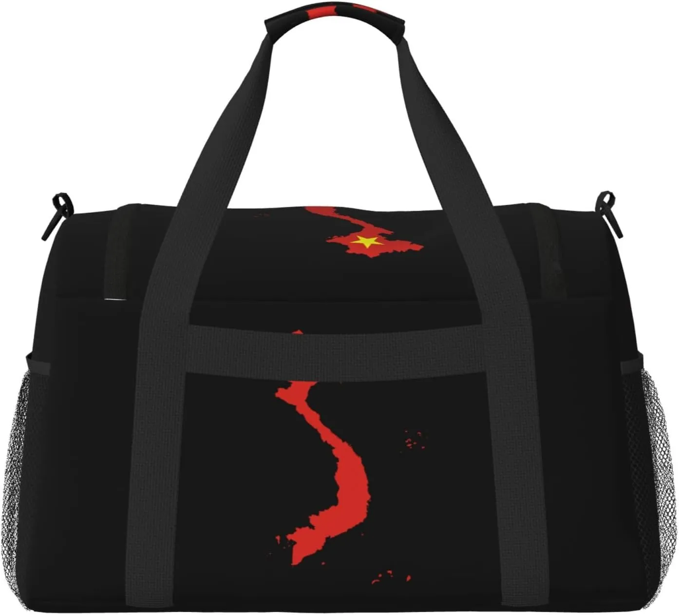 Flag Map Of Vietnam Travel Duffel Bag Large Foldable Waterproof Overnight Bag For Beach Swim Bags Pool Sports Gym