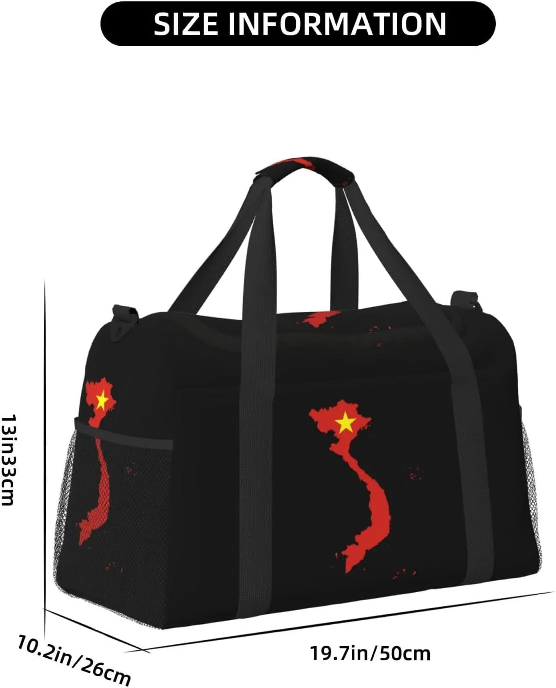 Flag Map Of Vietnam Travel Duffel Bag Large Foldable Waterproof Overnight Bag For Beach Swim Bags Pool Sports Gym