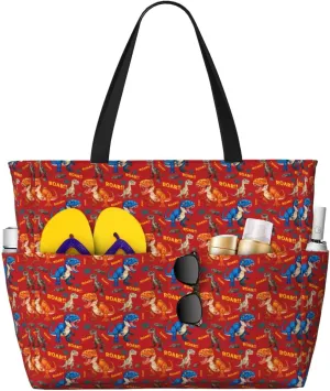 Flamingo Leaves Monstera Tropical Large Capacity Travel Bag Lightweight Shopping Handbag Beach Tote Bags Work Bag