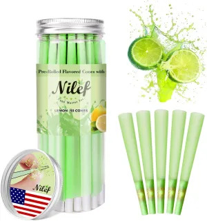 Flavored Pre Rolled Cones 1 1/4 Size Pre Rolling Paper Cones | 30 Pack Green Pre Rolled Cones with "W" Filter Tip and Packing Tubes for Parties (K8366B)