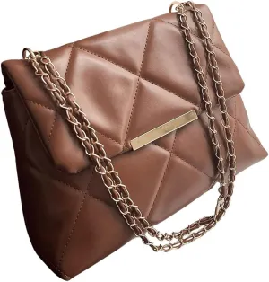 Floerns Women's Quilted Tote Bag Square Bag Leather Clutch Purse Flap Shoulder Bag