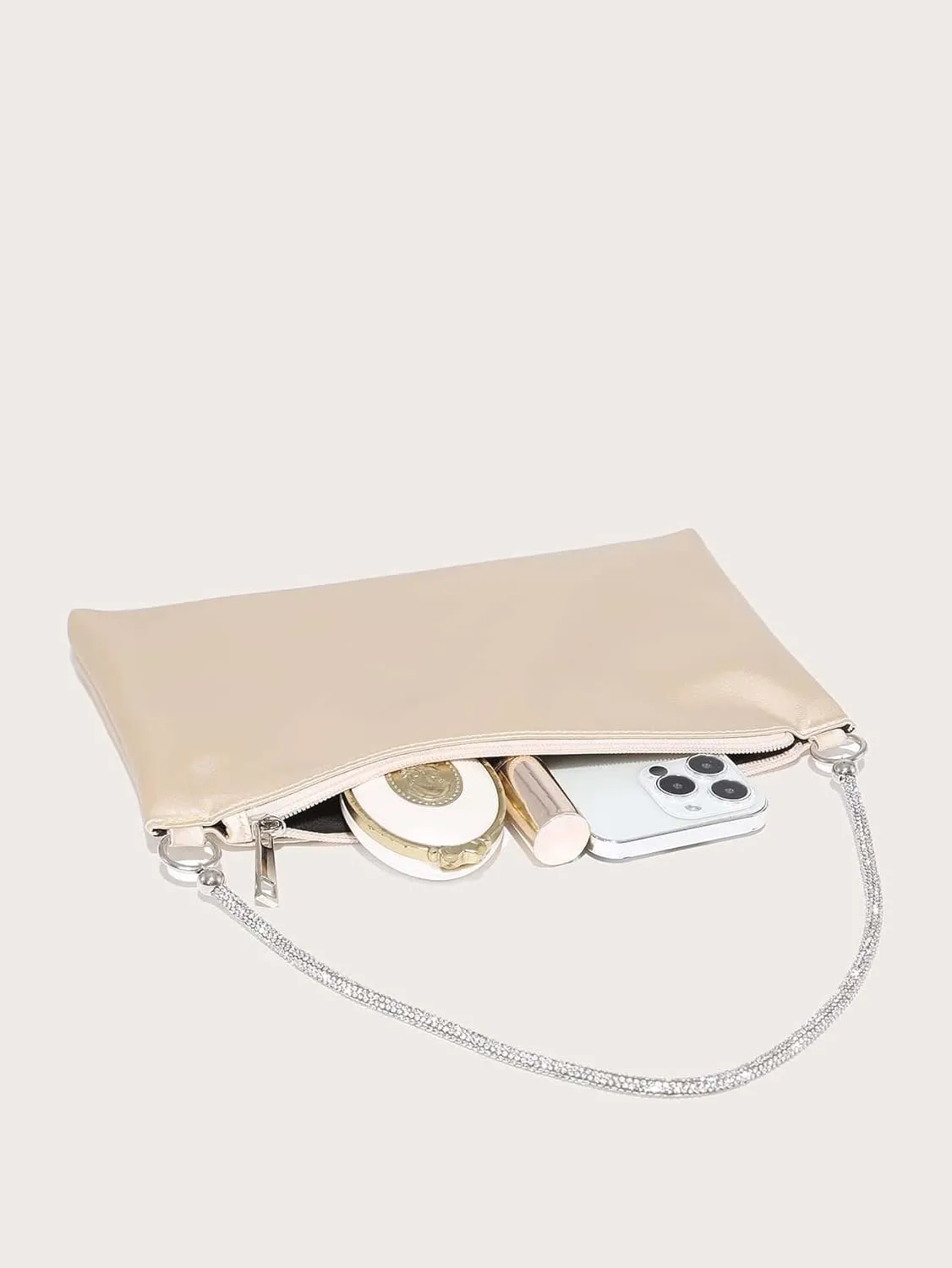 Floerns Women's Rhinestone Satin Square Bag Evening Bag for Prom Party