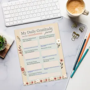 Floral Daily Gratitude Journal for Organized Positivity