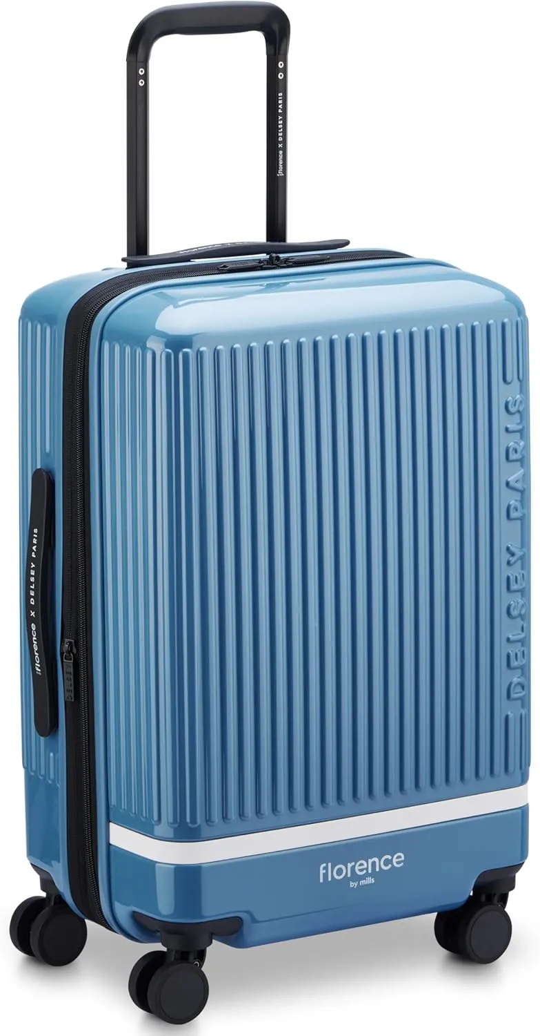 florence by mills Spin Me Away Hardside Expandable Luggage with Spinner Wheels, Zinc Blue, Carry-On 20 Inch