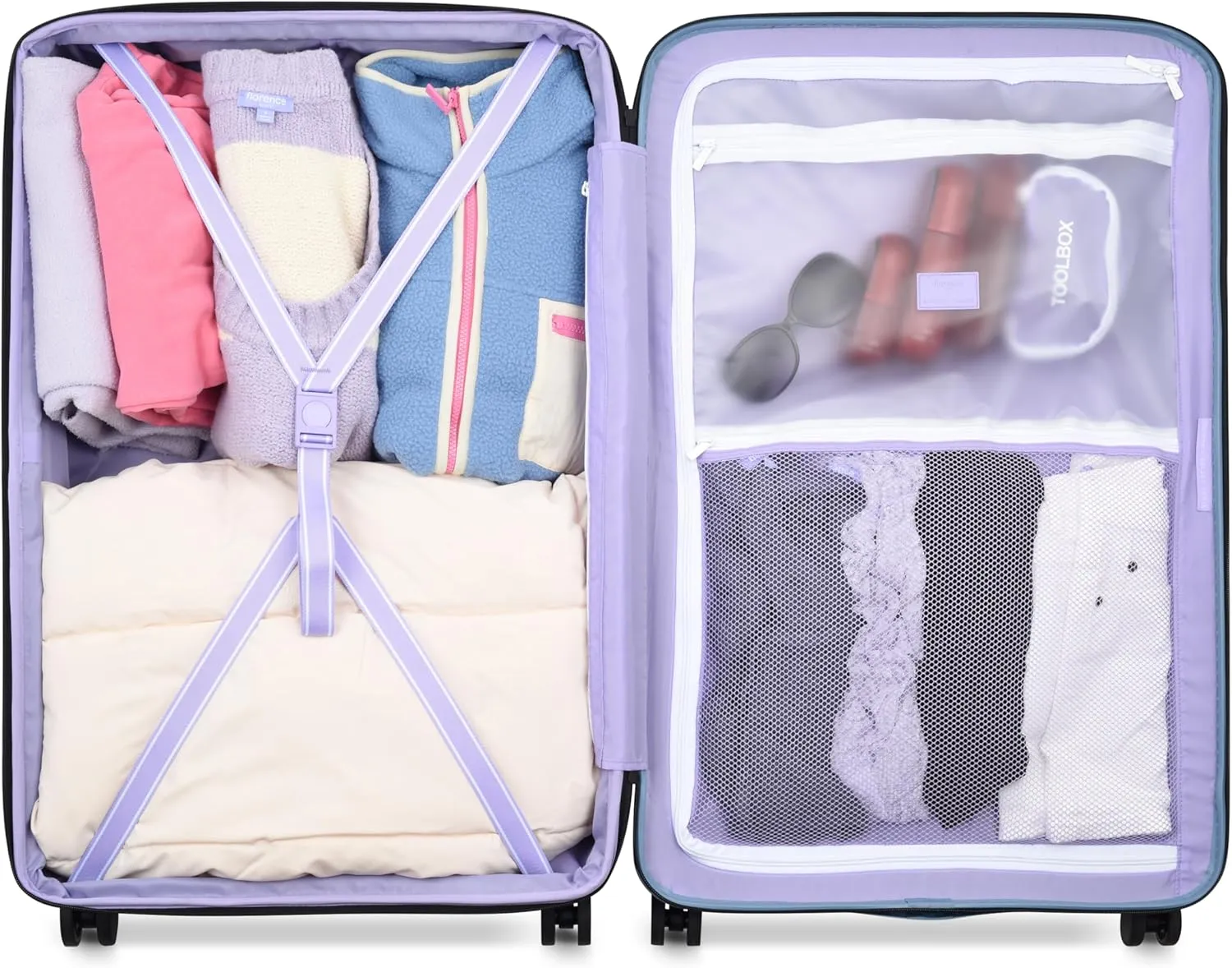 florence by mills Spin Me Away Hardside Expandable Luggage with Spinner Wheels, Zinc Blue, Checked-Large 29 Inch