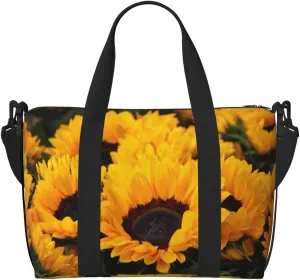 Flower Bush Sunflower Travel Bag for Women Men Weekender Bags Carry on Overnight Bag Tote Bag Yoga Gym Bag for Gym, Work, Travel, Weekend, Personal Items