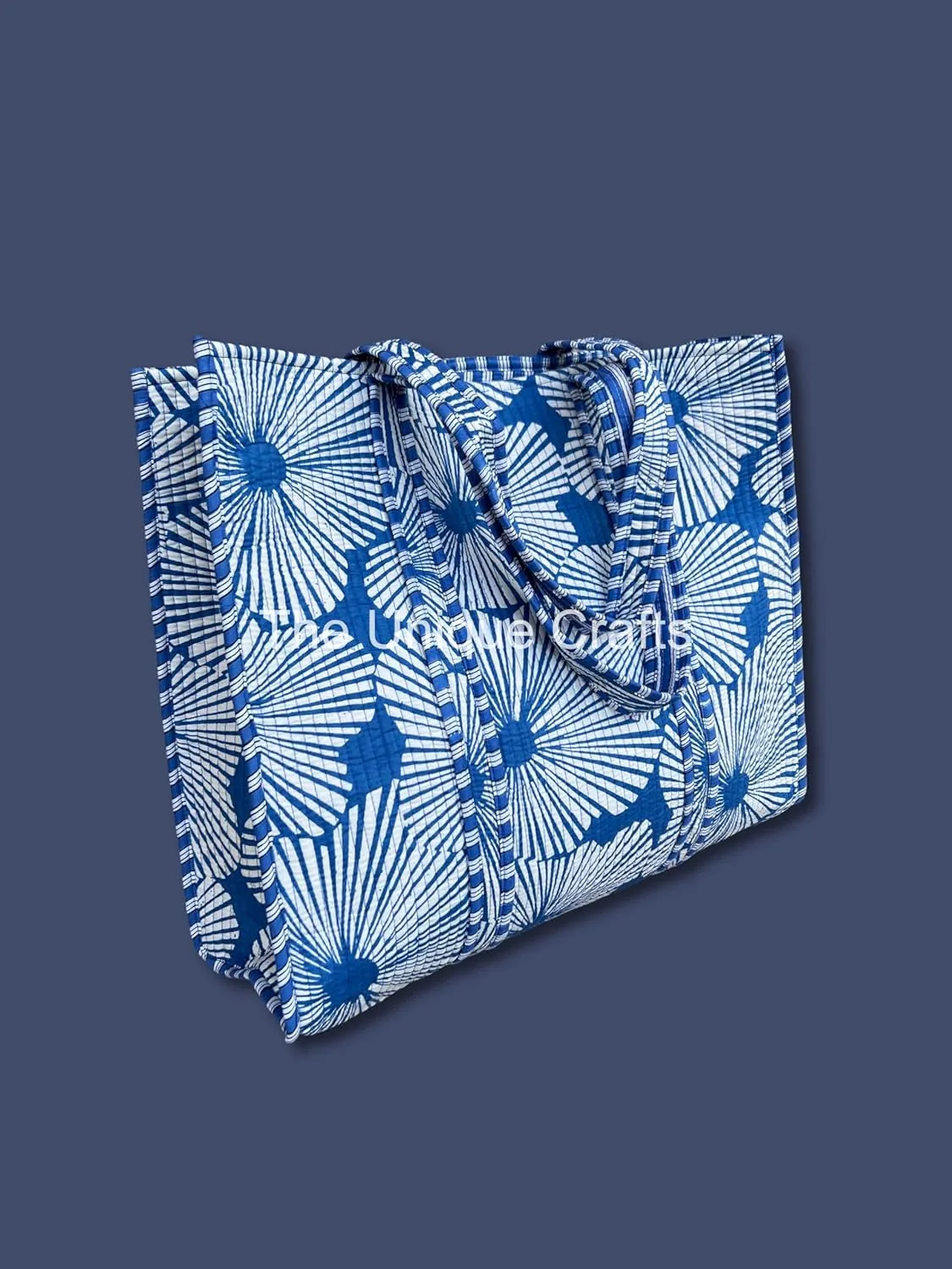 Flower Print Cotton Tote Bag Handmade Boho Bag Market Bag Women Cotton Quilted Tote Bag Traveling Bag Handle Bag