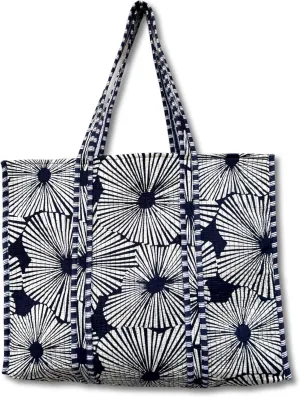 Flower Print Cotton Tote Bag Handmade Boho Bag Market Bag Women Cotton Quilted Tote Bag Traveling Bag Handle Bag