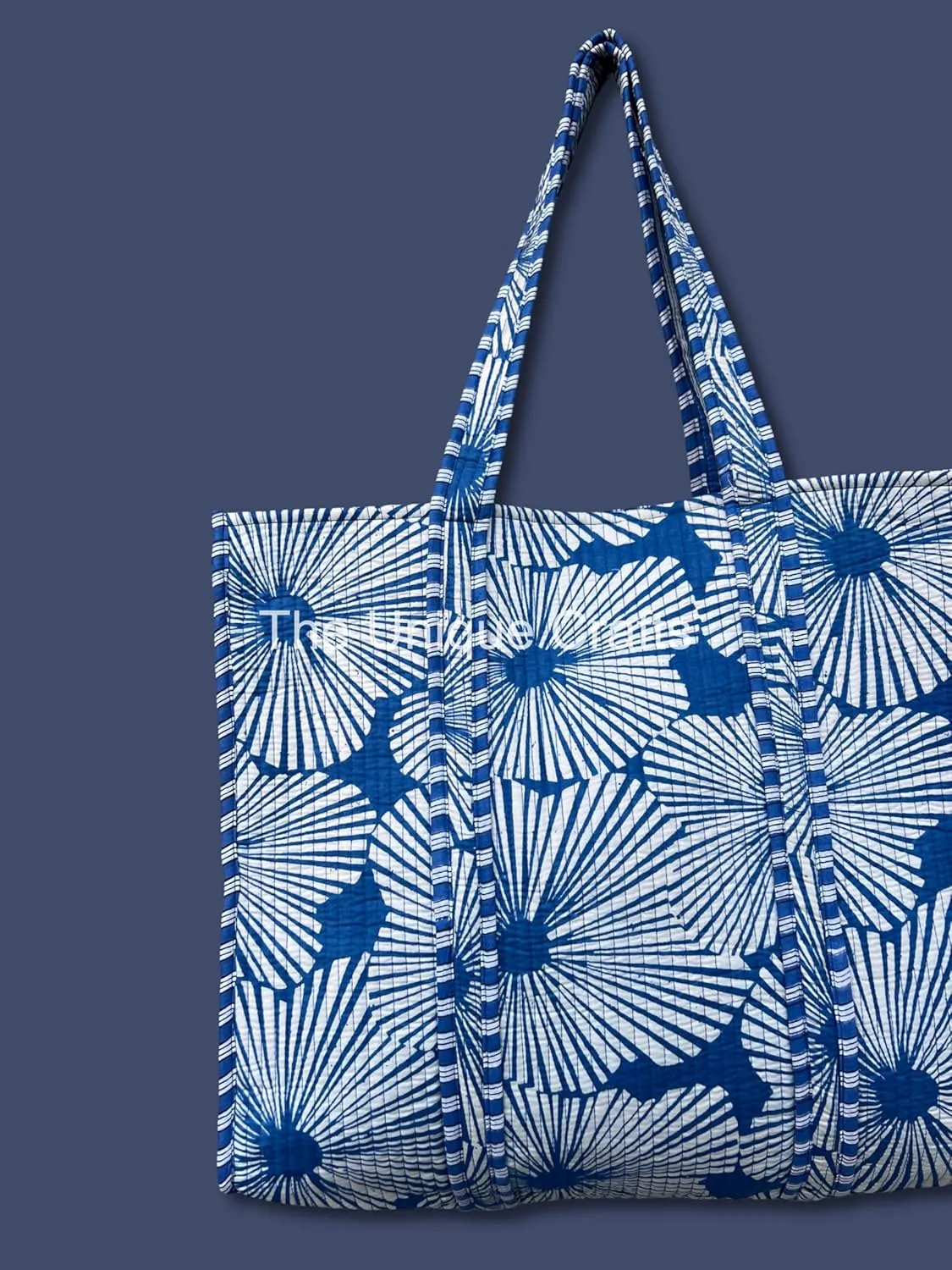 Flower Print Cotton Tote Bag Handmade Boho Bag Market Bag Women Cotton Quilted Tote Bag Traveling Bag Handle Bag