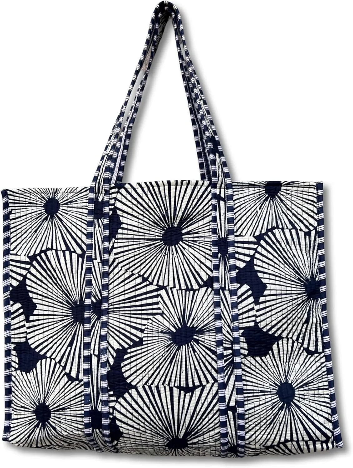 Flower Print Cotton Tote Bag Handmade Boho Bag Market Bag Women Cotton Quilted Tote Bag Traveling Bag Handle Bag