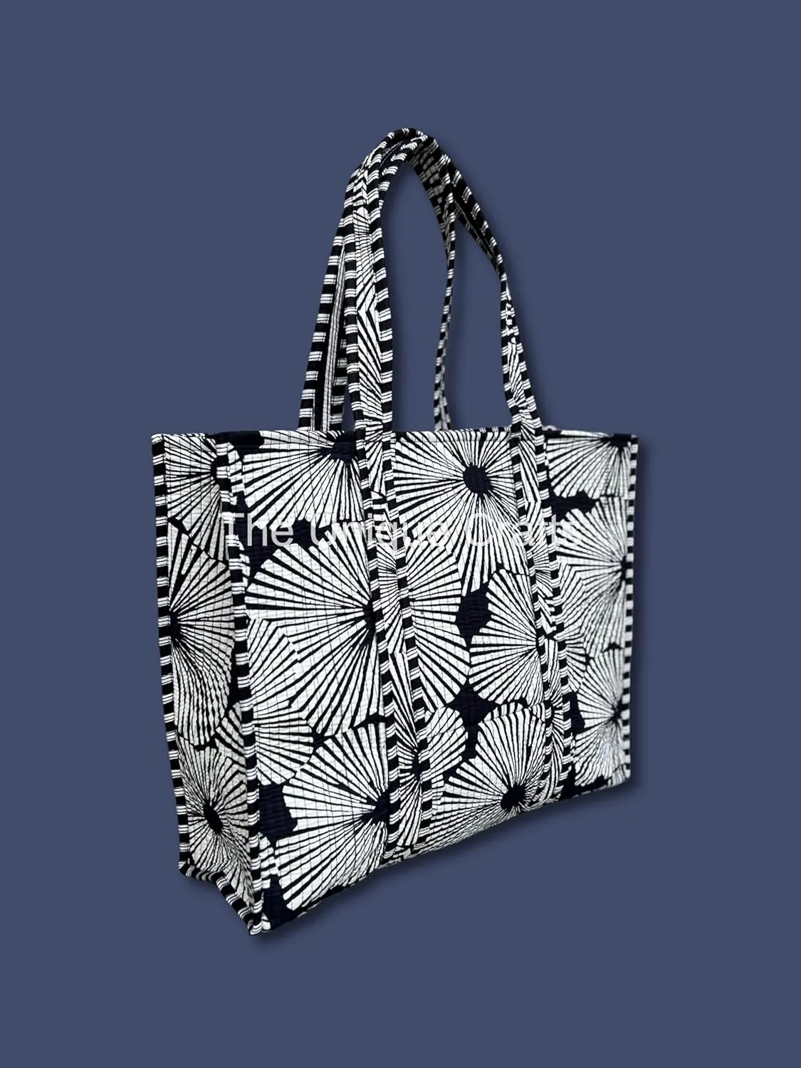 Flower Print Cotton Tote Bag Handmade Boho Bag Market Bag Women Cotton Quilted Tote Bag Traveling Bag Handle Bag
