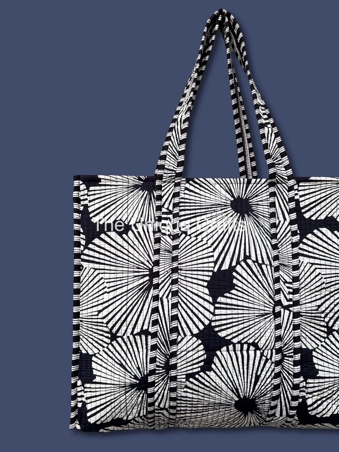 Flower Print Cotton Tote Bag Handmade Boho Bag Market Bag Women Cotton Quilted Tote Bag Traveling Bag Handle Bag