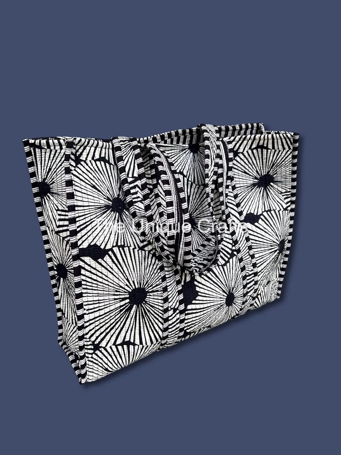 Flower Print Cotton Tote Bag Handmade Boho Bag Market Bag Women Cotton Quilted Tote Bag Traveling Bag Handle Bag