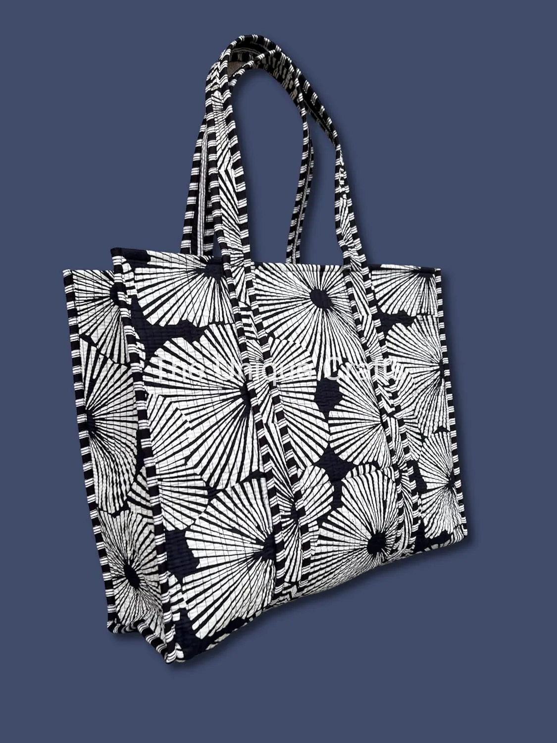 Flower Print Cotton Tote Bag Handmade Boho Bag Market Bag Women Cotton Quilted Tote Bag Traveling Bag Handle Bag