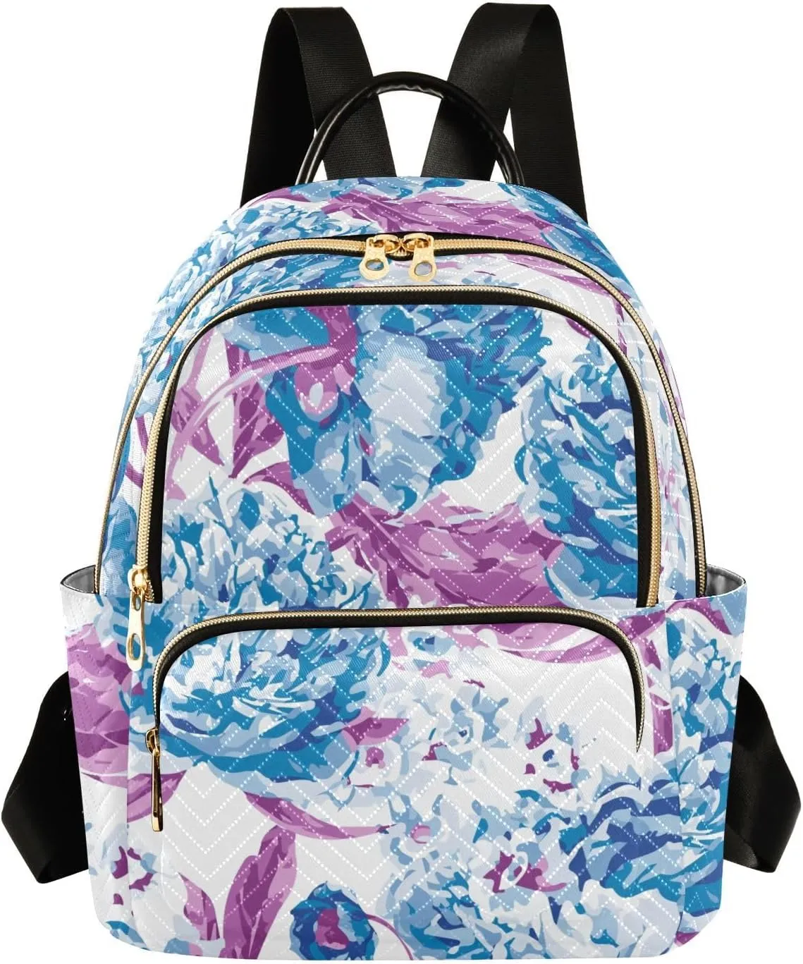 Flower Print Travel Backpack for Women Quilted Bookbag Casual Bag Backpack for Women's Backpack