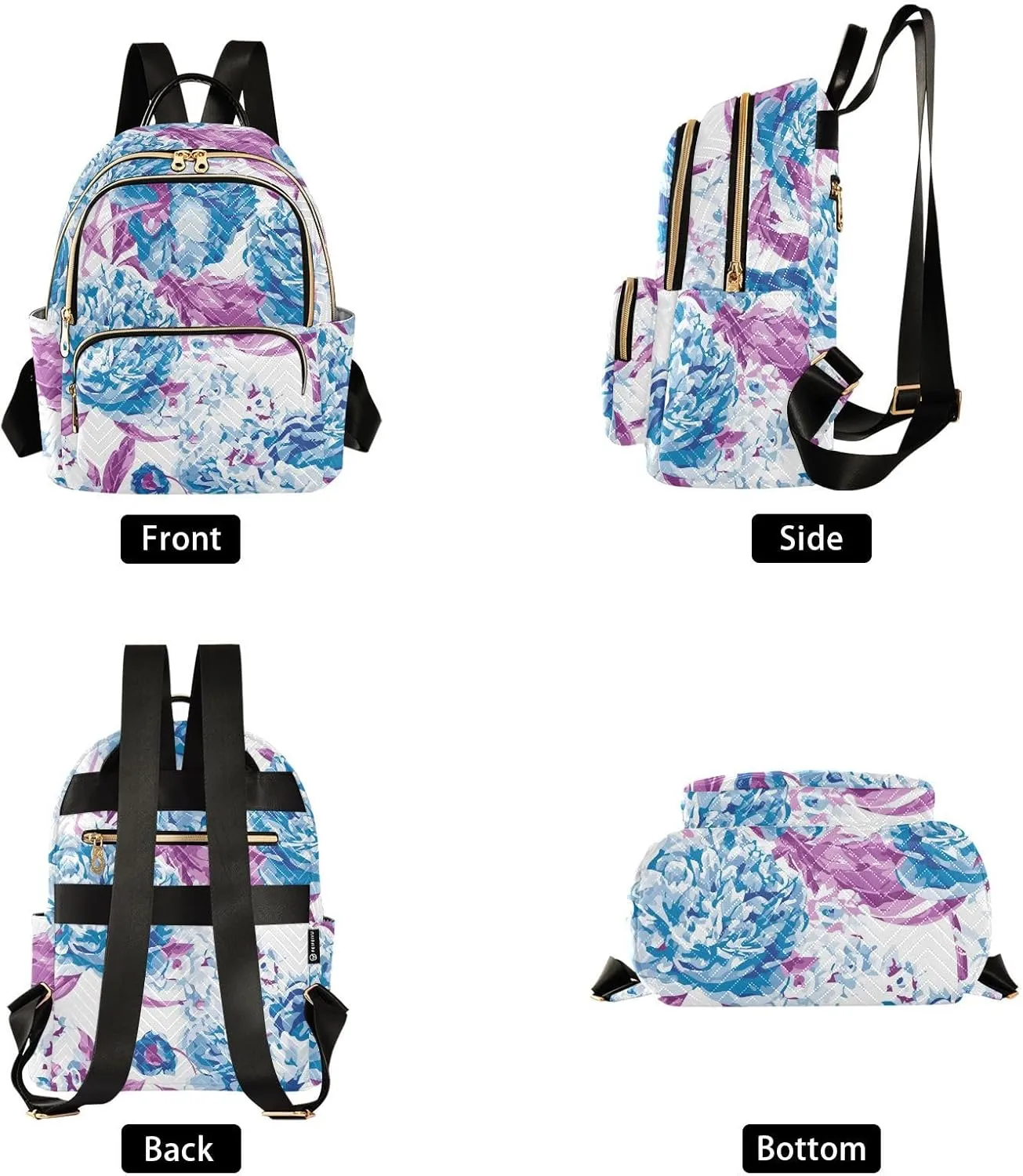 Flower Print Travel Backpack for Women Quilted Bookbag Casual Bag Backpack for Women's Backpack