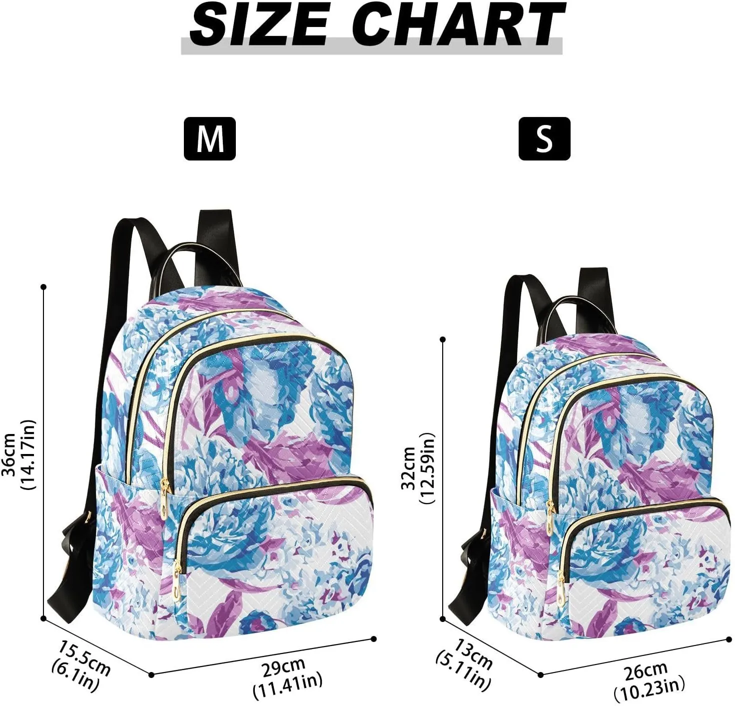 Flower Print Travel Backpack for Women Quilted Bookbag Casual Bag Backpack for Women's Backpack