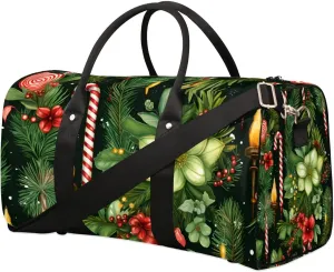 Foldable Travel Bag Christmas Flowers Leaves Lightweight Carry On Bags for Airplanes Waterproof Travel Duffle Bag For Gym Weekend Overnight