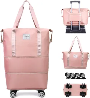 Foldable Travel Bag Expandable,Rolling Duffle Bags with Wheels,Weekender with Rolling Wheels