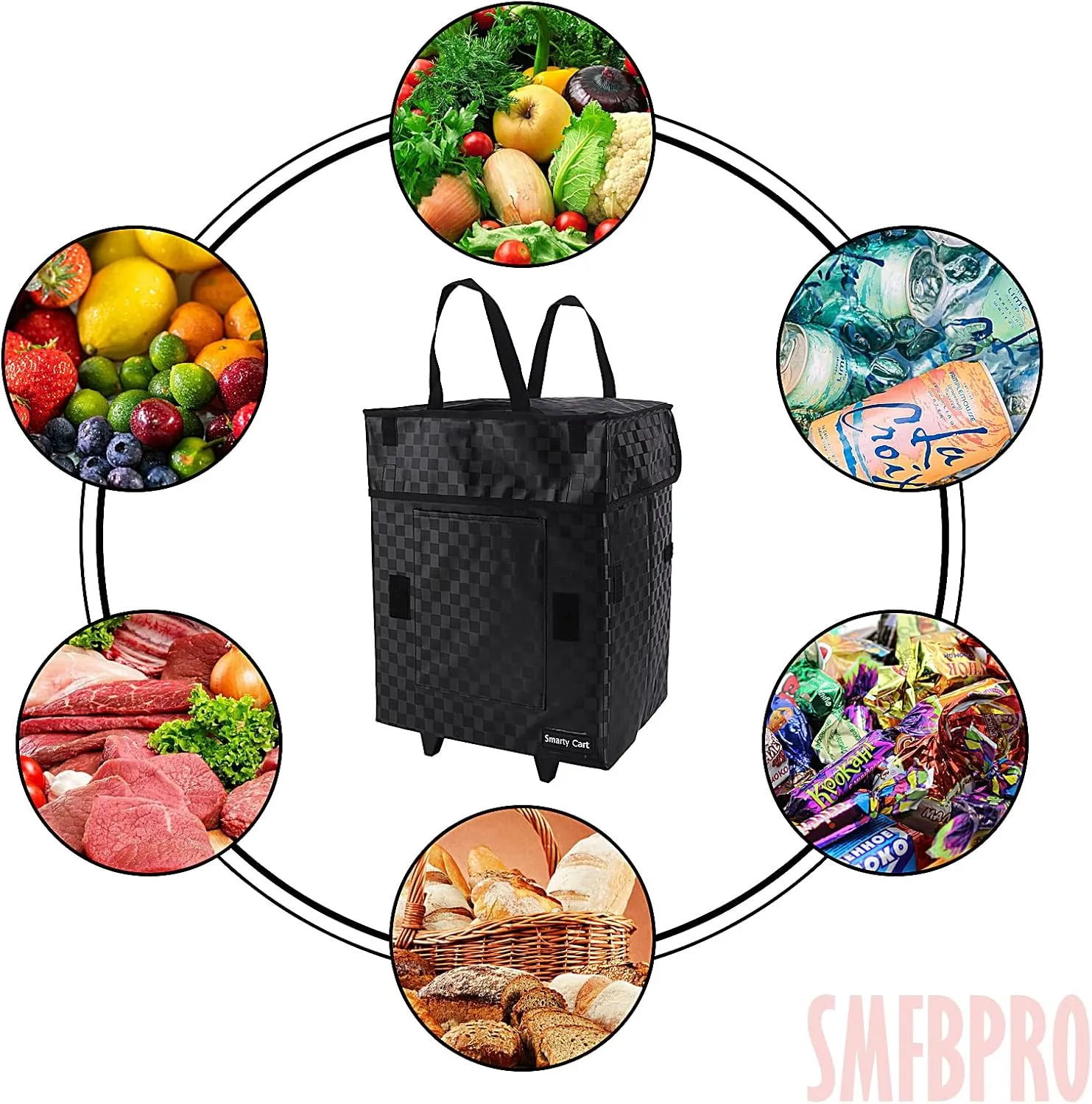 Folding Portable Rolling Crate Handcart, Smart Cart with Telescopic Handle, Collapsible Rolling Utility Basket Shopping, Teacher Shopping, Grocery Moving