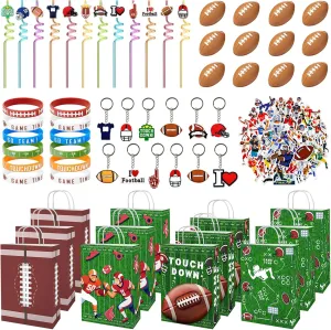 Football Party Favors Set,Football Party Supplies for Kids Birthday Party Favors, Football Gifts & Decorations,Includes Mini Footballs, Keychains, Stickers & More for Football Themed Parties